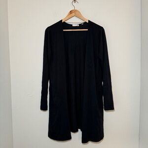 Tasc Cardigan Sweater Women's MD Black Open Front Long Athleisure Bamboo Lounge